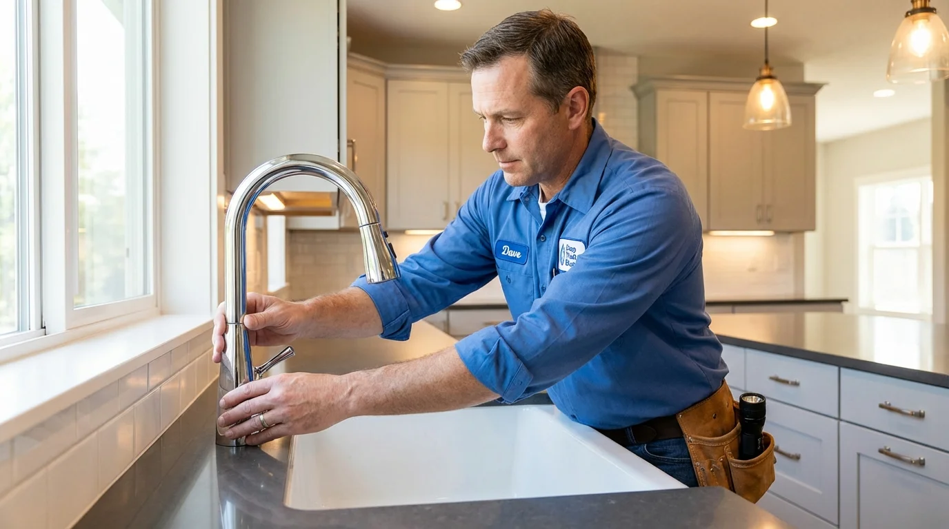 Kitchen faucet installation by Johns Plumbing LLC in Moretown