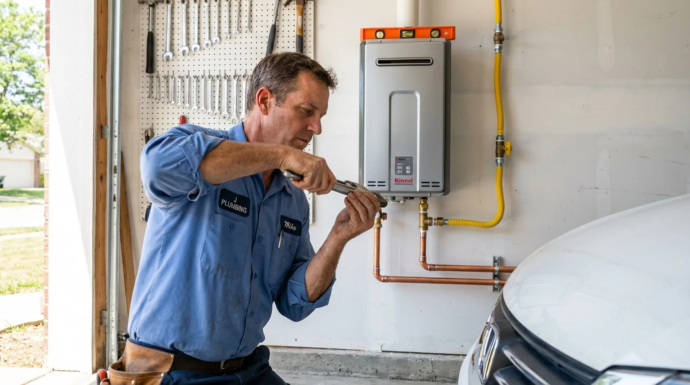 Tankless water heater installation by a Johns Plumbing LLC plumber in Moretown